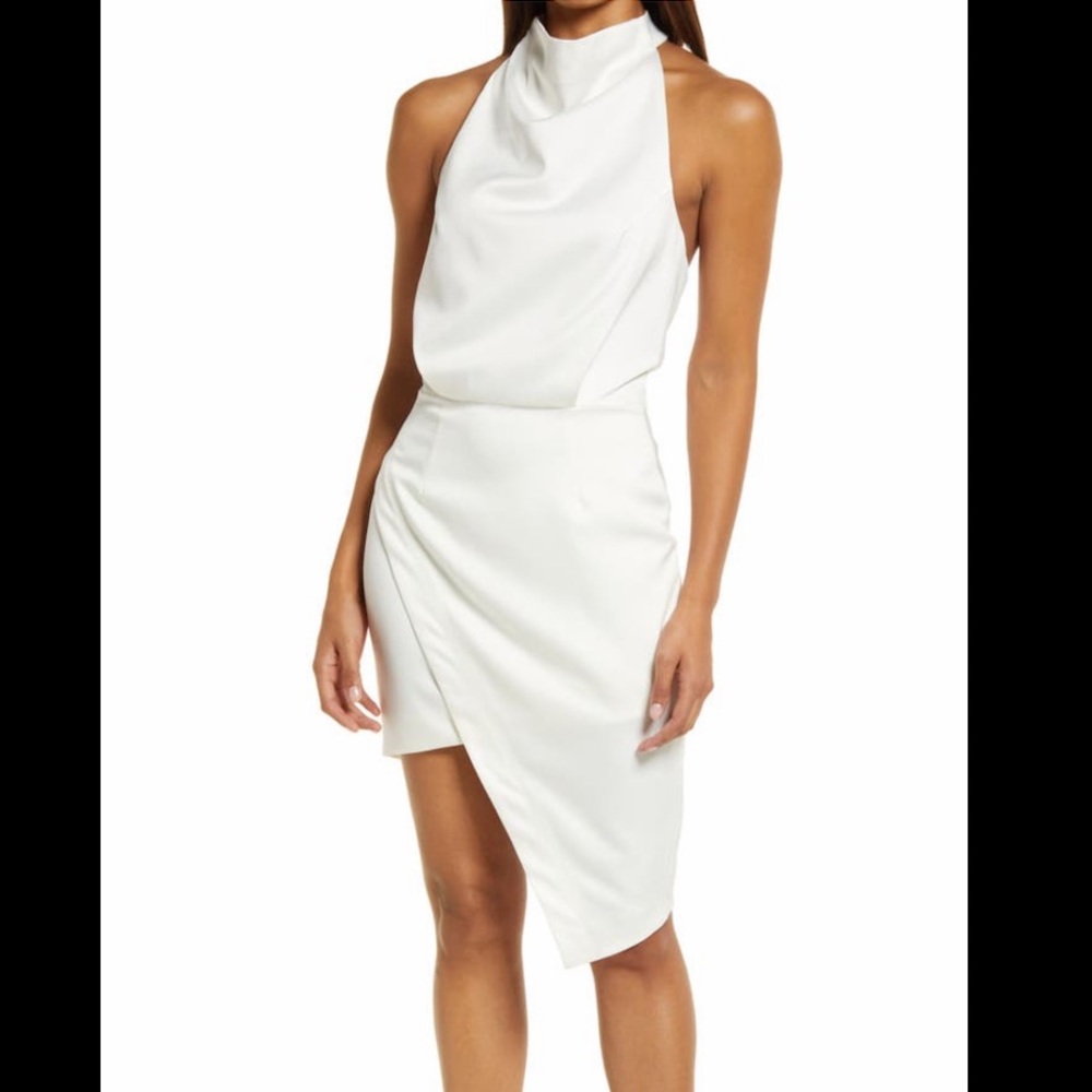 Elliatt Asymmetric Satin Cocktail Dress